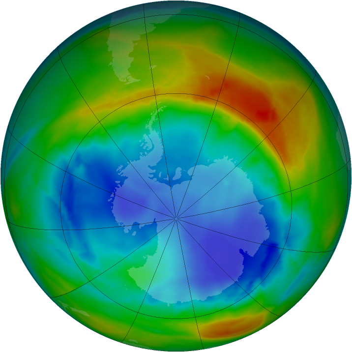 Antarctic ozone map for 05 August 2007